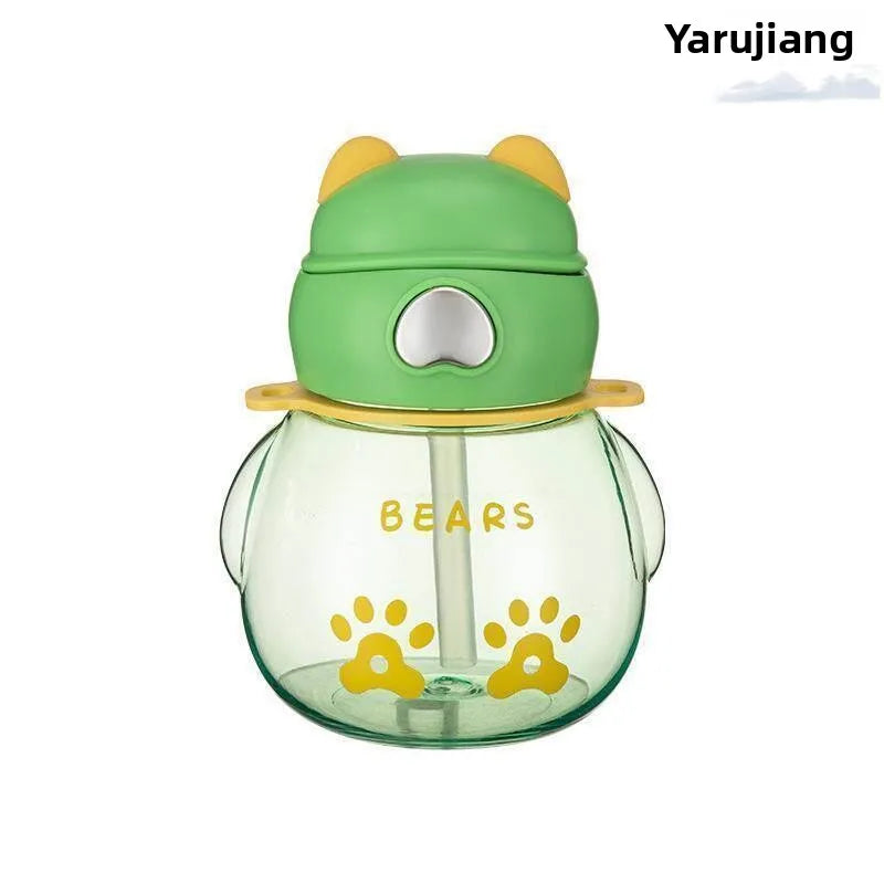 Children's Plastic Straw Cup Portable Sling Cup Boys Girls Elementary School Summer Water Bottle Cute Small Cute Stool Cup