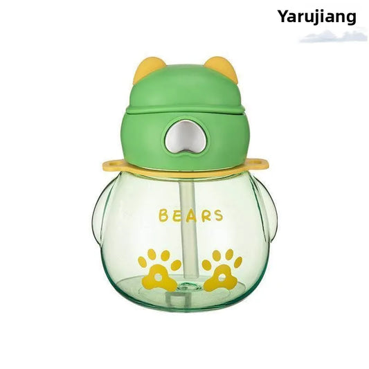 Children's Plastic Straw Cup Portable Sling Cup Boys Girls Elementary School Summer Water Bottle Cute Small Cute Stool Cup