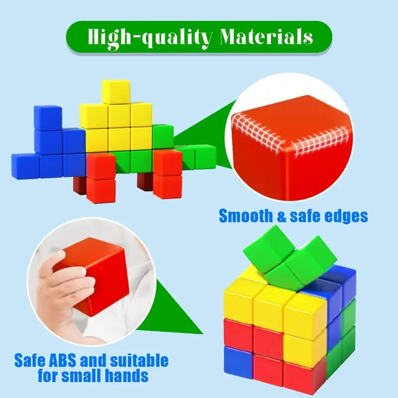 Magnetic Cubes Building Blocks Toys STEM Educational Construction Play Sensory Learning For Toddlers Kids Early Development