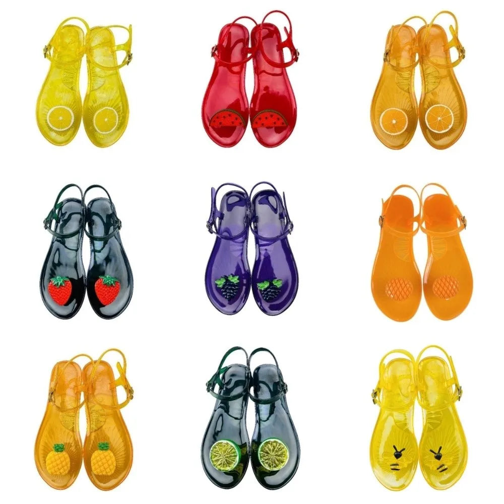 Watermelon Jelly Fruits Sandals Mango Grape Bee Lemon Orange Korean Style Slippers Soft PVC Bottom Non Slip