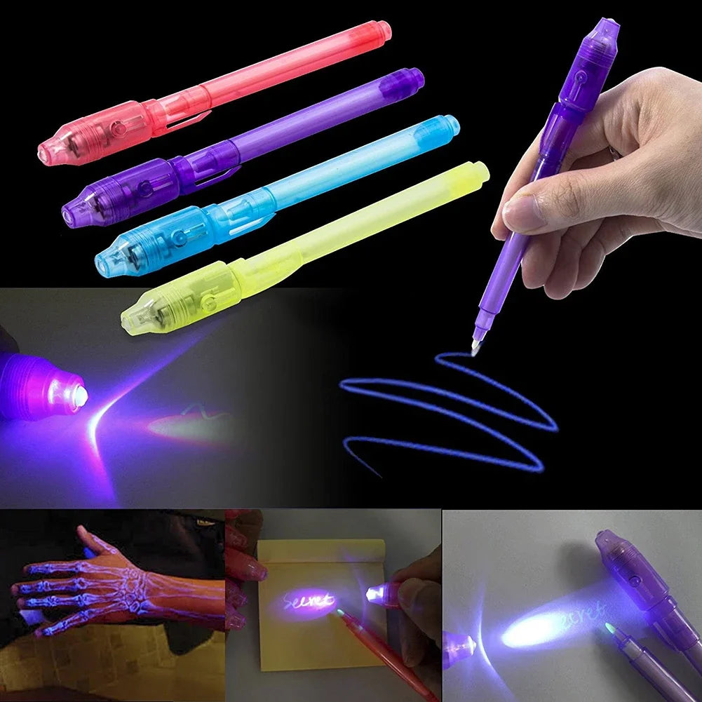 UV Light Pen Invisible Magic Pencil Secret Fluorescent Pen for  Kids Child Drawing Painting Highlighter Pen Stationery Supplies