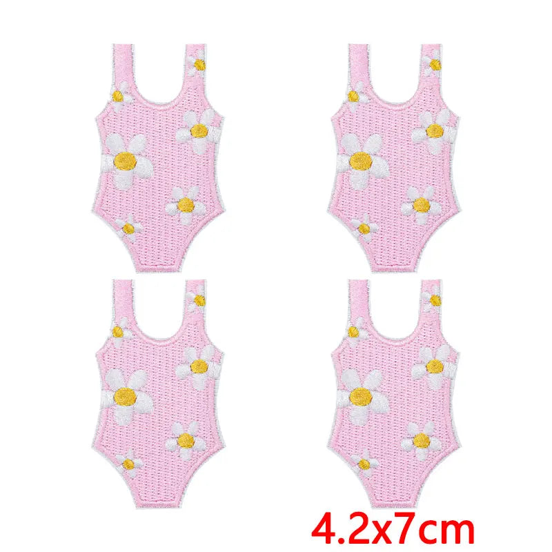 10Pcs/Lot Cool Summer Pool Iron On Patches For Clothing Beach Chair Colorful Kite Aloha Embroidery Patches Backpack Appliques