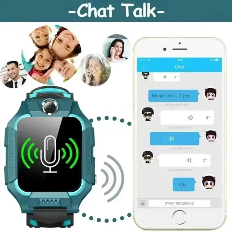 Lenovo 5G Kids Smart Watch 8K HD Camera SOS GPS Location Sim Card Call Waterproof Child SmartWatch for Boys Girls iOS Android