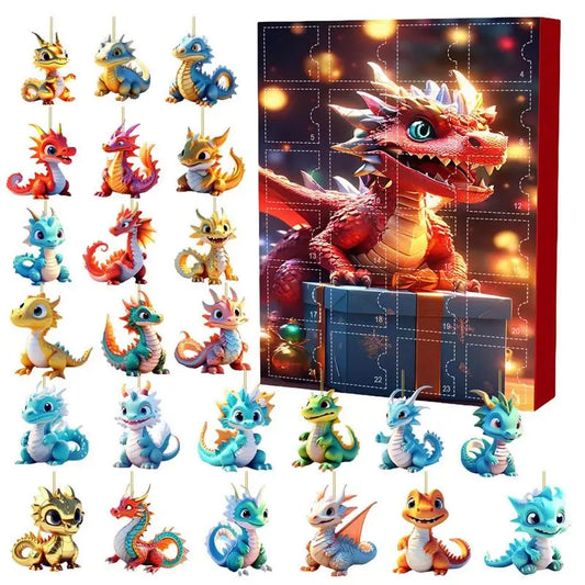 Acrylic Dinosaur Pendant Advent Calendar – 24 Christmas Tree & Backpack Charms