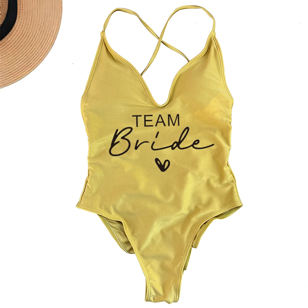 Sexy Padded One Piece Swimsuit Women Team Bride Swimwear Bikini Summer Bathing Suit Plus Size Beachwear Bachelorette Party Lady