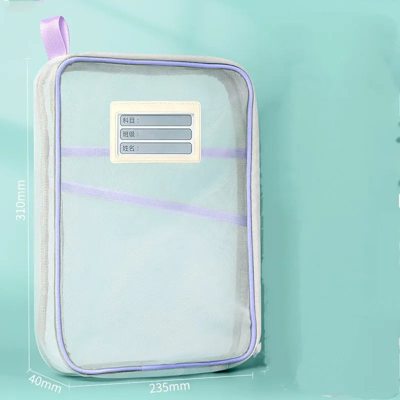 Large Capacity Double-layer A4 Stationery Organizer Storage Bag With Zipper Folders School Office Supplies