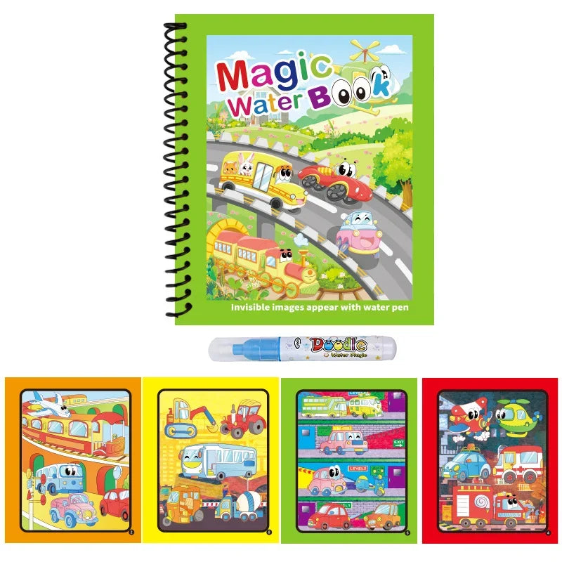 Cartoon Watercolor Painting Magic Book Kids Educational Magic Water Coloring Book Sensory Early Education Puzzle Drawing Toys