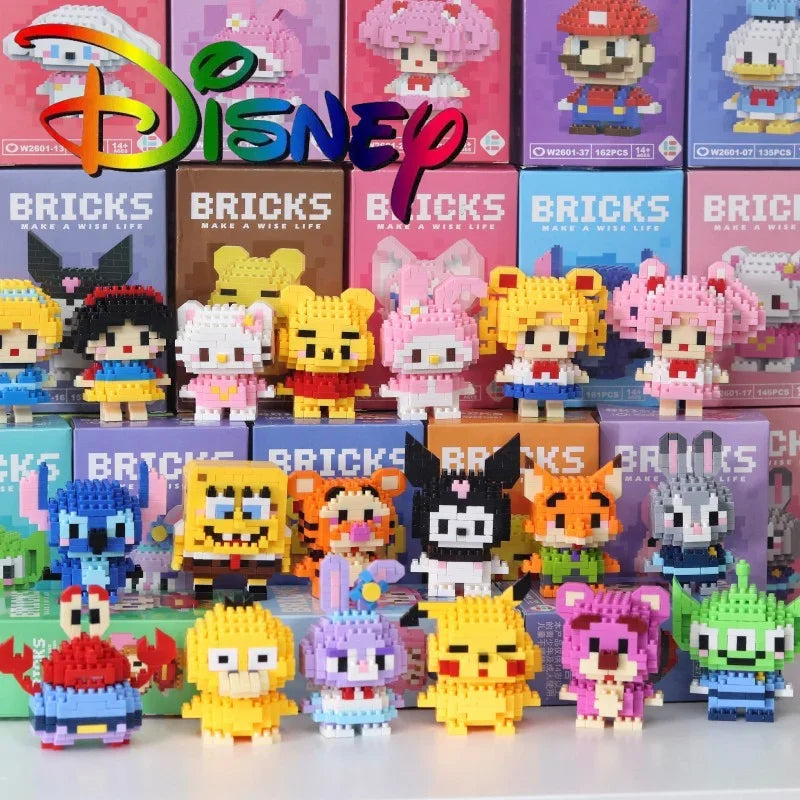 Disney Stitch Building Blocks Anime Kawaii Cartoon mini Action Children's Figures Blocks Bricks Assemble DIY Toys Gift for Kids