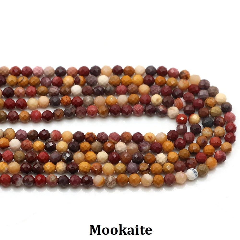 2 3mm Natural Faceted Amethyst Garnet Tourmaline Gem Stone Beads Round Mineral Bead for Jewelry Making DIY Bracelet Accessories