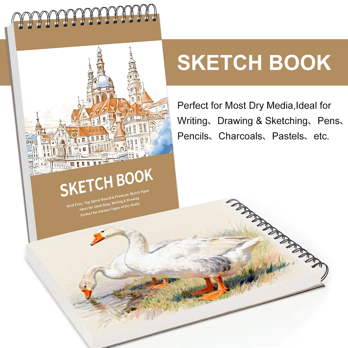 9" x 12" Sketch Book, Top Spiral Sketchbook, 68lb/100gsm Drawing Paper Pad & Sketch Paper, 1-Pack Sketch Pads for Drawing etc