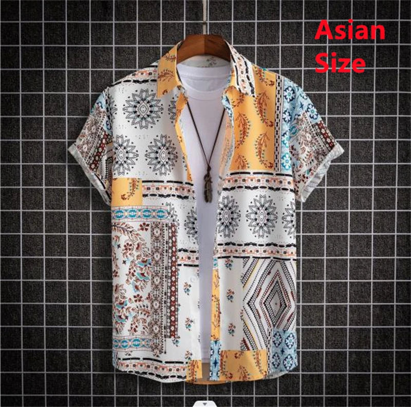 Summer Flower 3D Print Top Men's Summer Hawaii Beach Shirts Outdoor Party Men's Breathable Short Sleeve Street Social Apparel