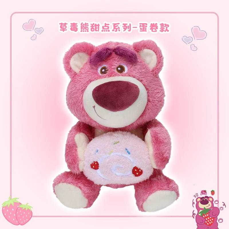 Disney Lotso Bear Toy Story Mini Plush Keychain Kawaii Soft Strawberry Dessert Bag Pendant Gift for Kids Fans