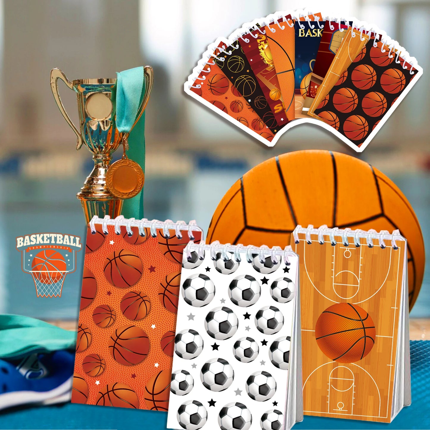 8pcs Basketball Sports Themed Mini Spiral Pocket Notebooks Memo Pad Coil Booklet Notepads For Office Stationery School Diaries