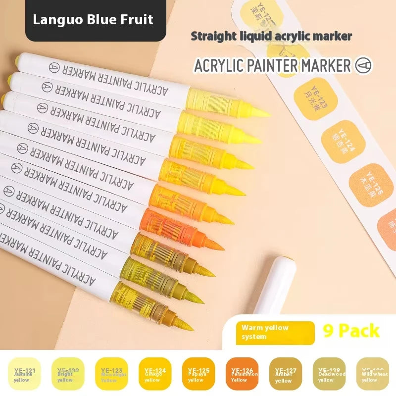 Acrylic Marker Set – Soft Brush Tip Paint Pens in Themed Colors, 9–45 Colors