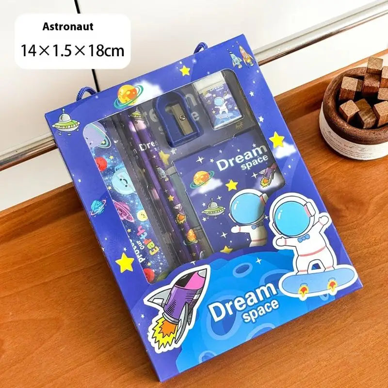 6Pcs/Set Cute Cartoon Capybara Pencil Stationery Set Kawaii Eraser Pencil Sharpener Children Student Stationery Supplies