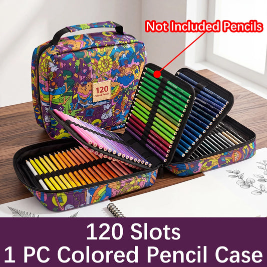 Colored Pencil Case – 72, 120 or 260 Slot Zippered Artist Organizer