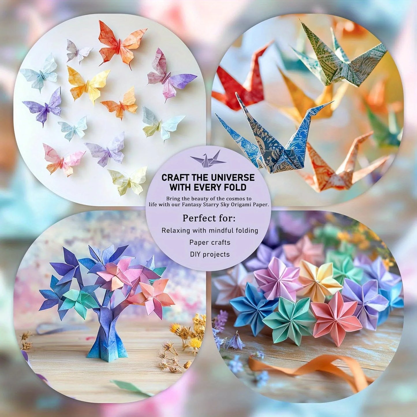 50-200 Sheets Origami Paper Kit Double Sided Squares for Scrapbook Decor, Folding Crafts Kids DIY School Arts Crafts Projects