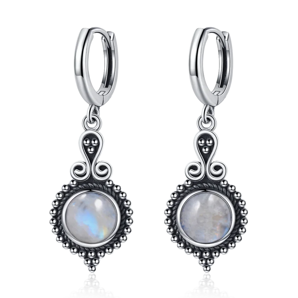 New Elegant Natural Kyanite S925 Silver Drop Earrings for Women Vintage Jewelry Wedding Engagement Hoop Earrings Gifts