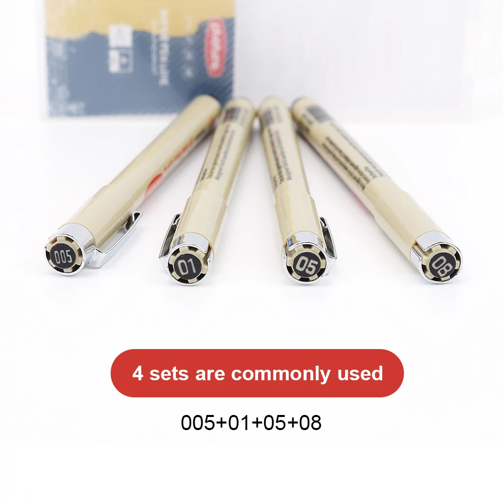 12 Tip Pigment Liner Micron Ink Marker Pen for Manga Draw Sketching Needle Pen Hook Line Pen Sketch Stationery Set Art Supplies