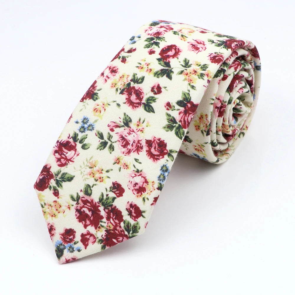 New Floral Elegant Tie For Men Women 100% Cotton Beautiful Flower Paisley Necktie Narrow Skinny Cravat Wedding Casual Corbatas