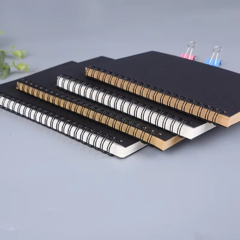 1 Book 50 Sheets Retro Spiral Kraft Paper Notebook Coil Sketchbook Graffiti Drawing Diary Journal Office School Writing Station