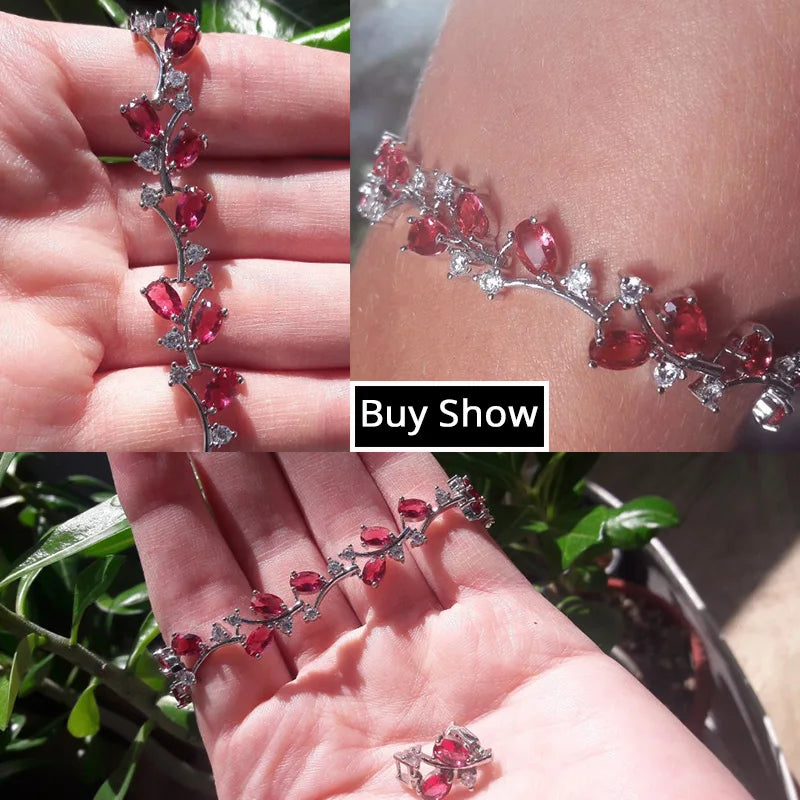 Pera Natural Royal Women Jewelry Silver Color Dark Blue CZ Crystal Leaf Chain Link Bracelets and Bangles for Party Gift B042