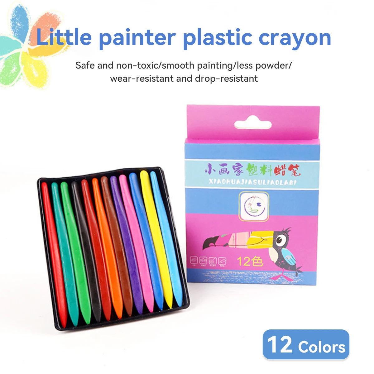 6/12/24/36 Colors  Non-Dirty Hands Plastic Crayon Erasable Painting Tools Triangular Children Wax Pencil Graffiti Oil Stick