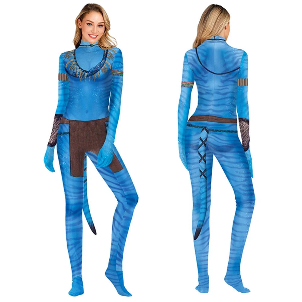 [You're My Secret] Avatar Cosplay Costume Carnival Movie Themed 3D Digital Print Elastic Zentai Pet Suit Purim Catsuit Bodysuits
