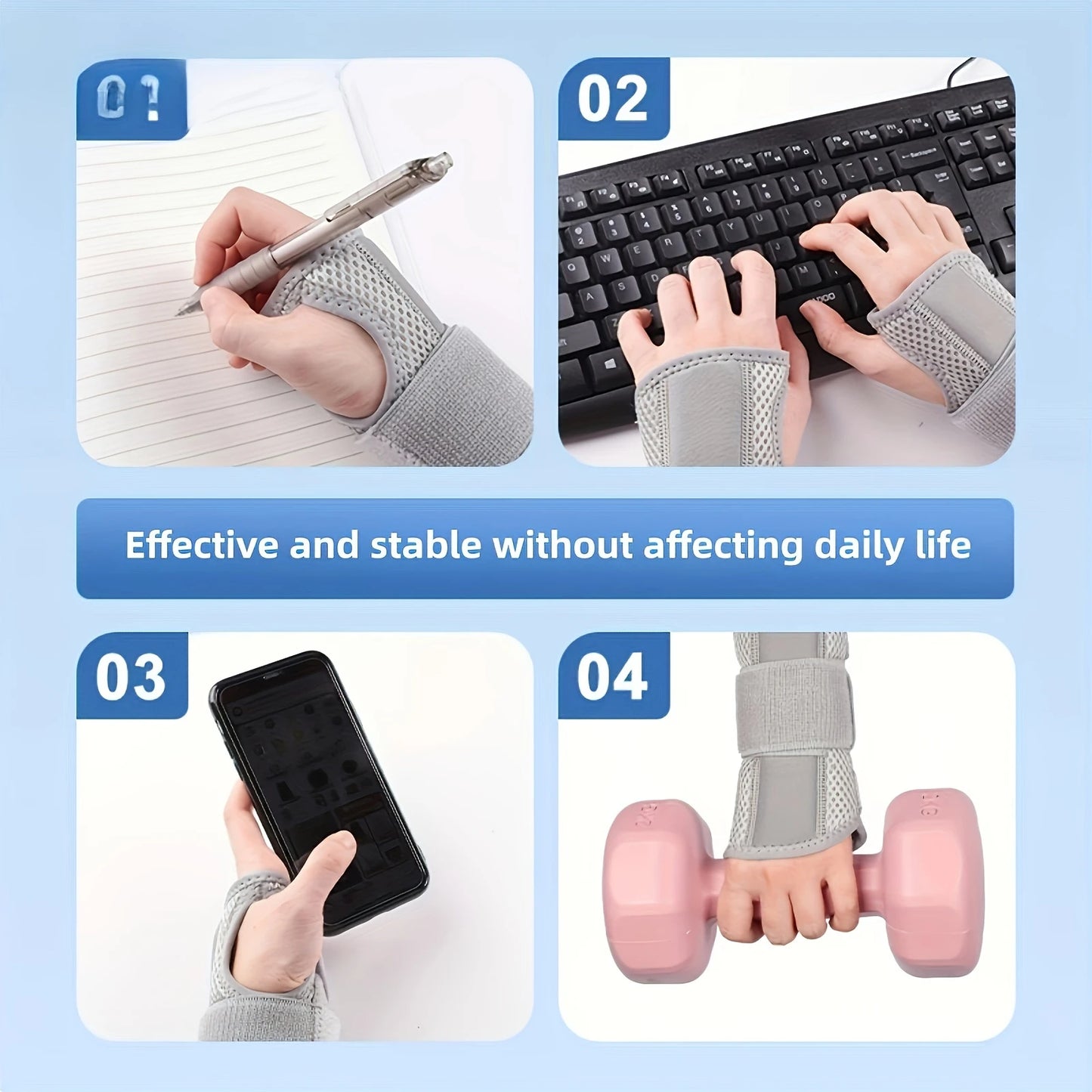 Adjustable Wrist Brace with Metal Splint Breathable Support for Sprains Carpal Tunnel Syndrome Injury Recovery for Pain Relief