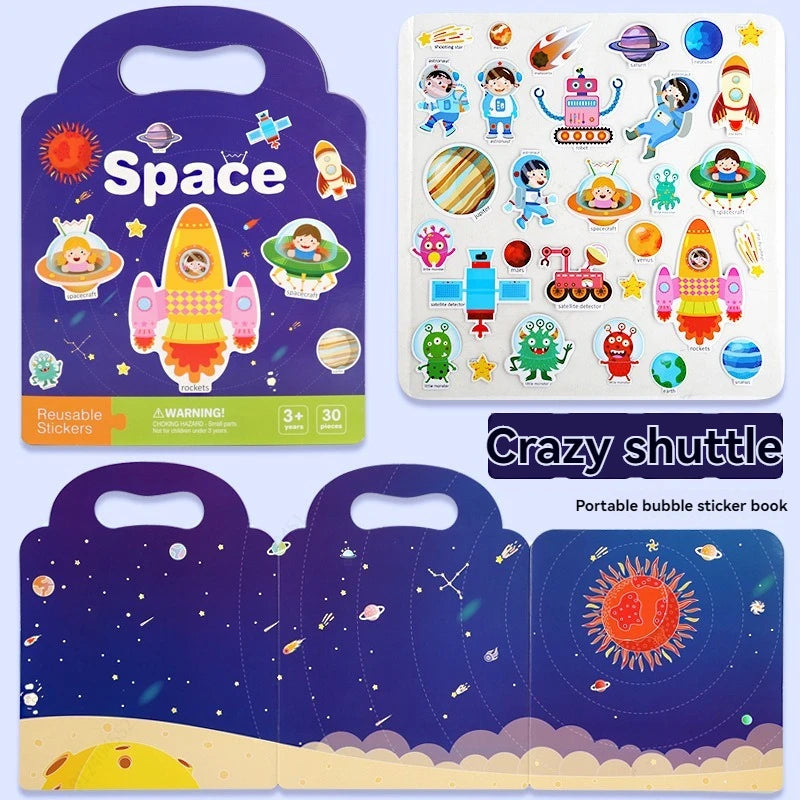 Reusable Sticker Book for Kids Vehicles Truck Stickers Educational Learning Travel Stickers Activity Books for Toddler Girls Boy