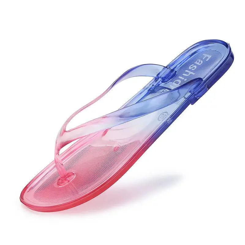 Women Summer PVC Transparent Flip Flops Clear Casual Sandals Bathing Indoor Flat With Jelly Shoe Girls Outdoor Beach Slippers