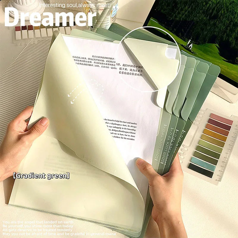 5 pcs A4 folder with lock buckle, high aesthetic office information booklet, large capacity for students to organize and store