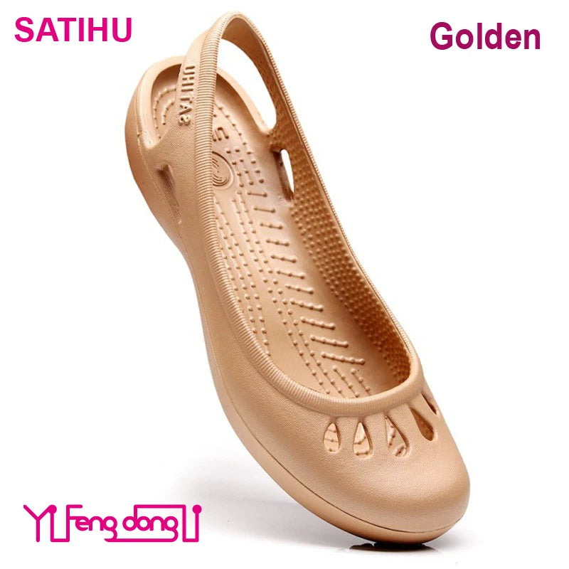 Ultralight EVA Clog Satihu Summer New Lightweight Anti Slip Hole Shoes For Women's Flat Bottom Sandals Nurse Outdoor Beach Jelly