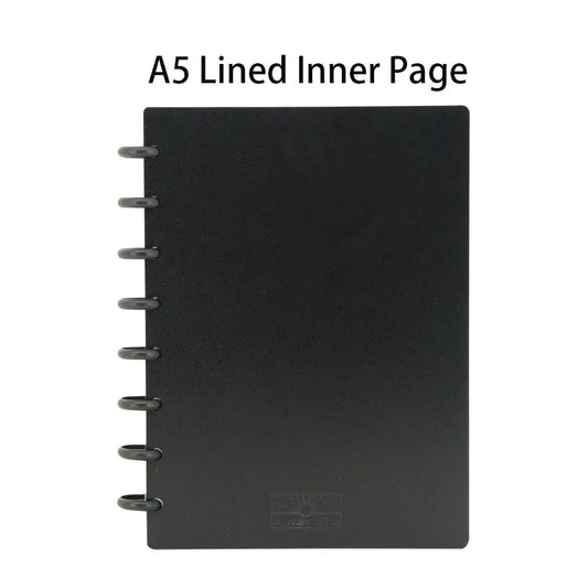 A4/B5/A5/B6 Business Loose-leaf Notebook Plastic Ring Binding Student Notebook Mushroom Hole Discs Notebook Journal Lined