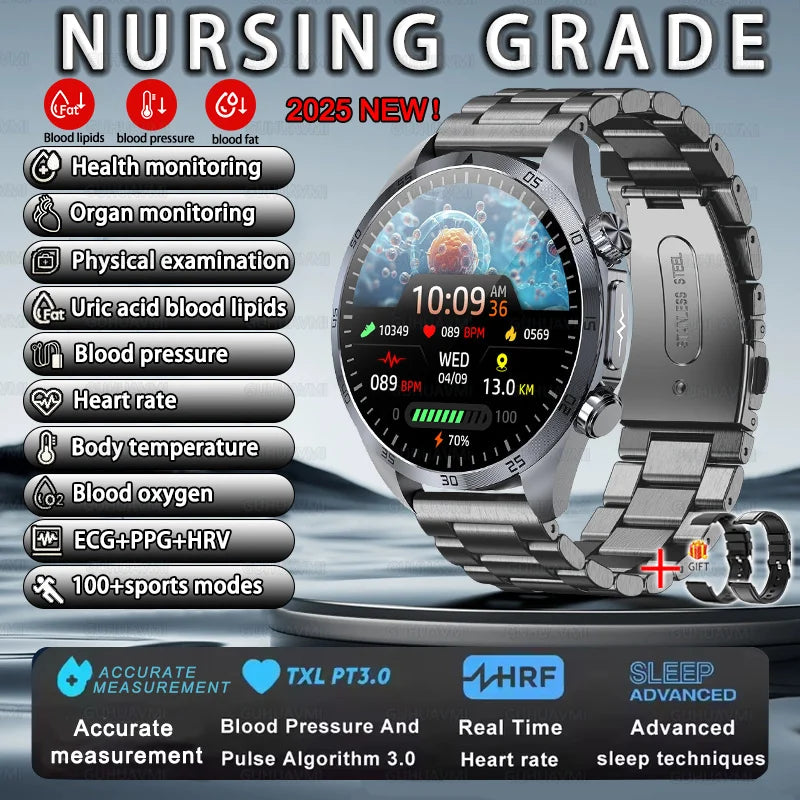 2026 NEW For Health Pulse Therapy Smart Watch ECG+PPG Blood Fats Uric Acid BT Call Sports CES Sleep Organ detection Health Watch
