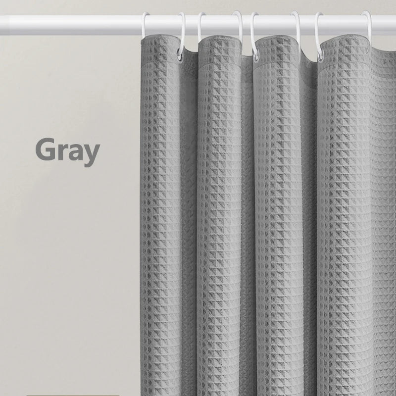 Thickened Waffle Solid Color Shower Curtain, Non-porous Double-sided Waterproof and Mildew Shading Suitable for Toilet, Bathroom