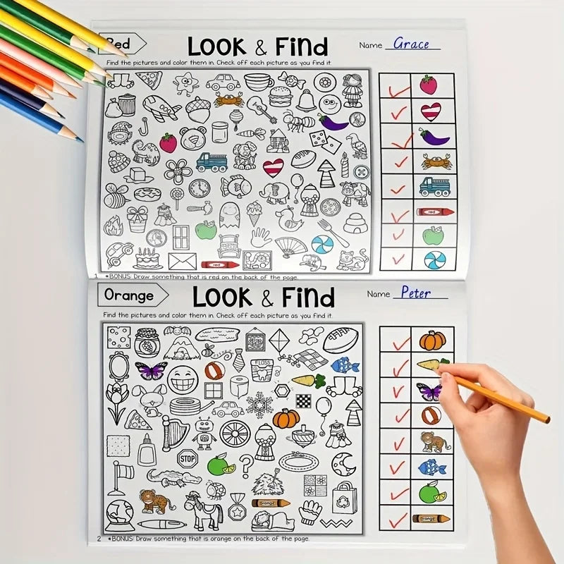 Kids Hidden Object Coloring Book Interactive Educational Matching Game Kids Early Learning Activities Enhance Visual Perception