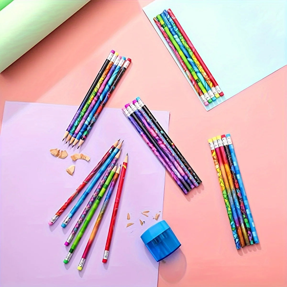 30/60pcs Wooden Pencils with Erasers: Sketching Pencils for Students, Combination Pencils for Writing, School Supplies, Statione