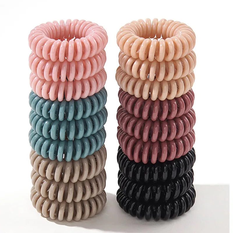18pcs Telephone Wire Hair Bands Small Korean Large Autumn And Winter Thickened Without Trace Female Children Durable Tie Hair