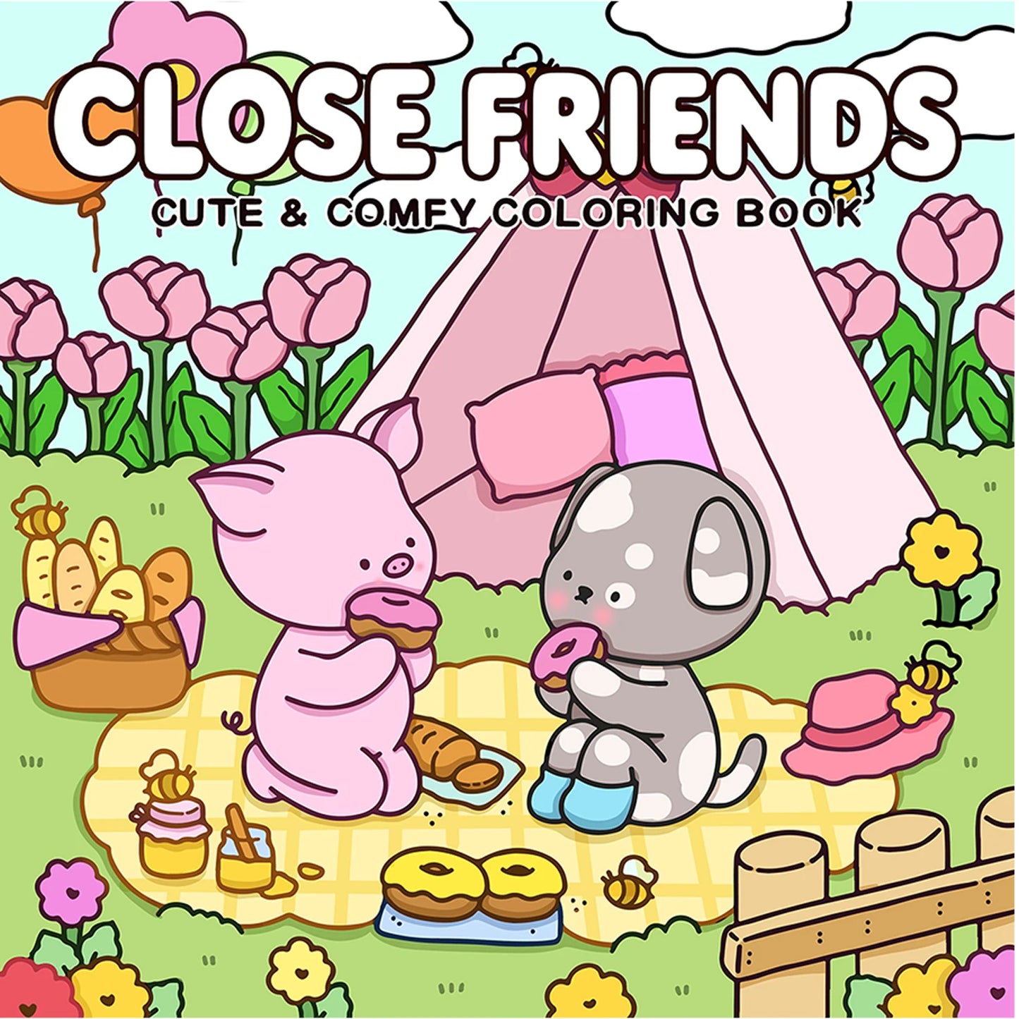 CLOSE FRIENDS Coloring Book for Adult Featuring Bold-easy Pattern for Relaxation Kids Educational DIY Painting Drawing Book