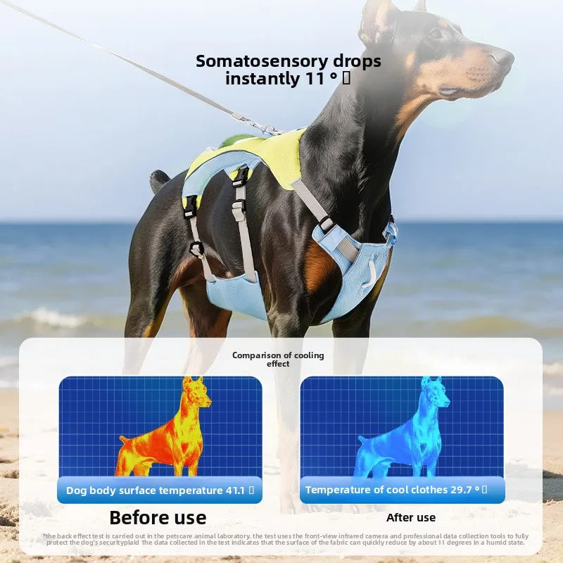Summer Cooling Vest Style Dog Harness Breathable Leash for Small Medium Large Dogs Golden Retriever