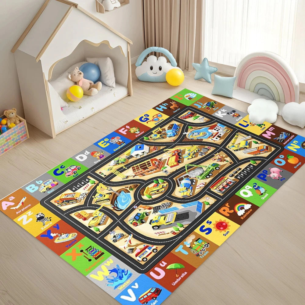 Educational Playful  Alphabet Theme Game Rug for Learning Area Nursery Activity Space Family  Non-Slip Durable