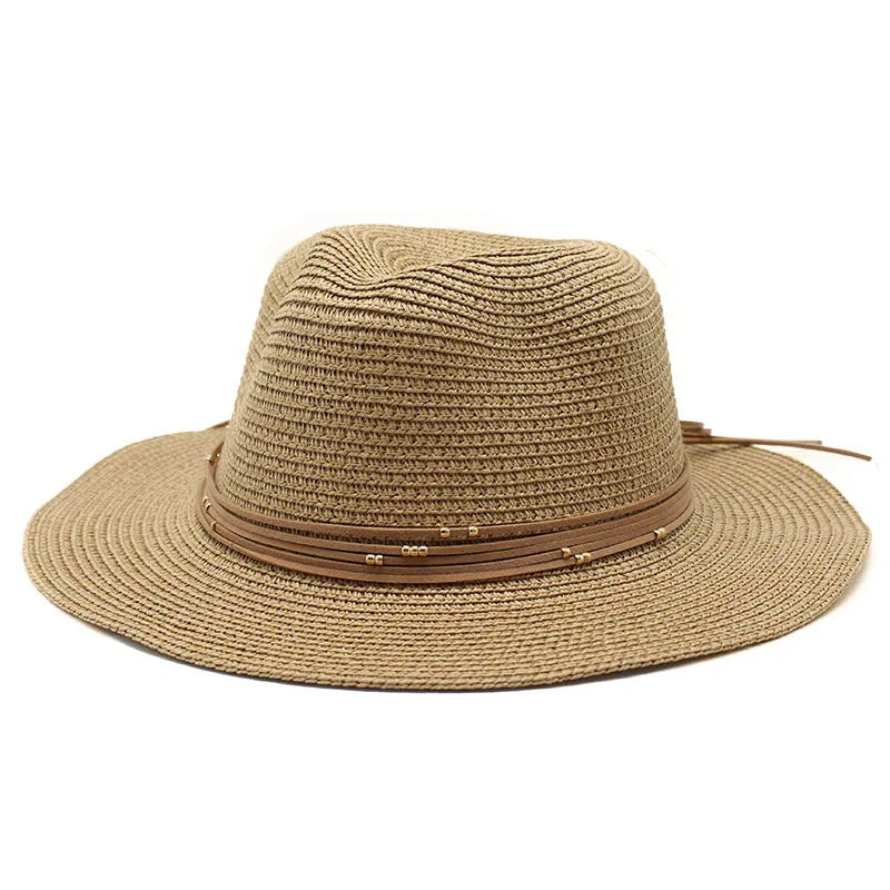 Big Size 60CM New Straw Hat 7cm Brim Summer Cooling Beach Sun Hat Outdoor Party Panama Jazz Hat Sombreros De Mujer