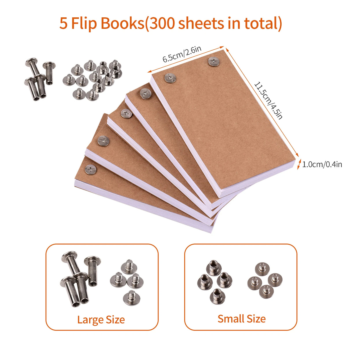 Blank Flip Book Kit with 300 Sheets Animation Paper Flipbook Binding Screws for LED Tracing Light Pad Drawing Sketching Animatio