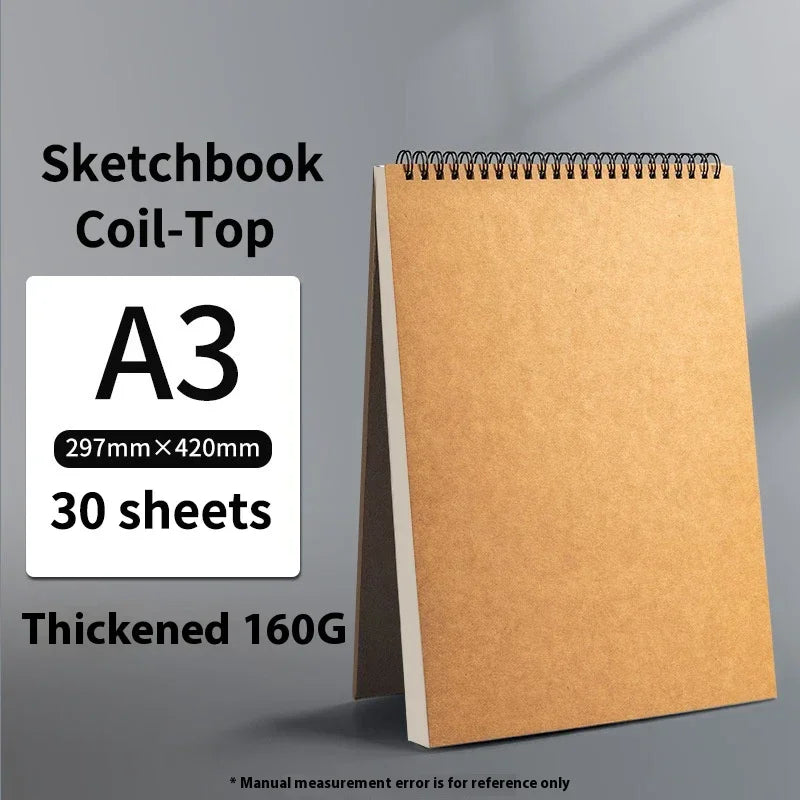 A3/A4//A5/8k/16k Sketchbooks for Drawing Sketching Paper Pad Inner Blank Drawing Graffiti Art Supplies 120g 160g Spiral Notebook