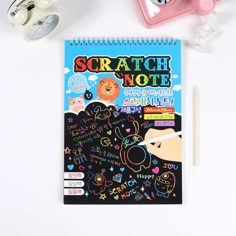50 pcs Scratch Paper Kids Rainbow Magic Scratch Off Paper Sheets Art Craft Kit Black Note Paper Drawing Pads