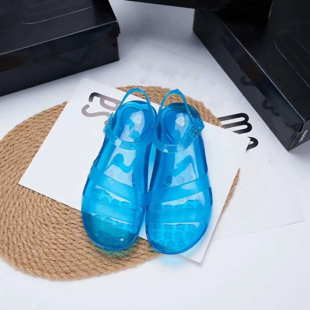 On sale Brand Retro Summer Sandals Nostalgic Jelly Mom Shoes Women Fashion PVC Transparent Ladies Flat Beach Shoes SM161