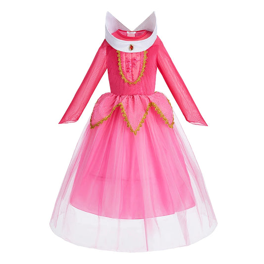 Princess Dress for Girls Elsa Anna Cosplay Costume Kids Jasmine Belle Cinderella Aurora Halloween Christmas Party Elegant Dress