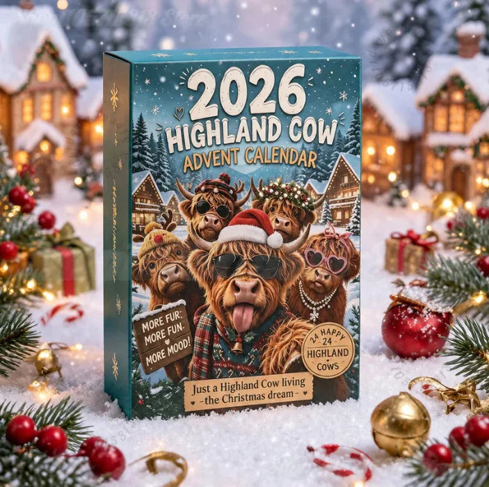 Highland Cow Advent Calendar – 24 Mini Figurines Christmas Countdown
