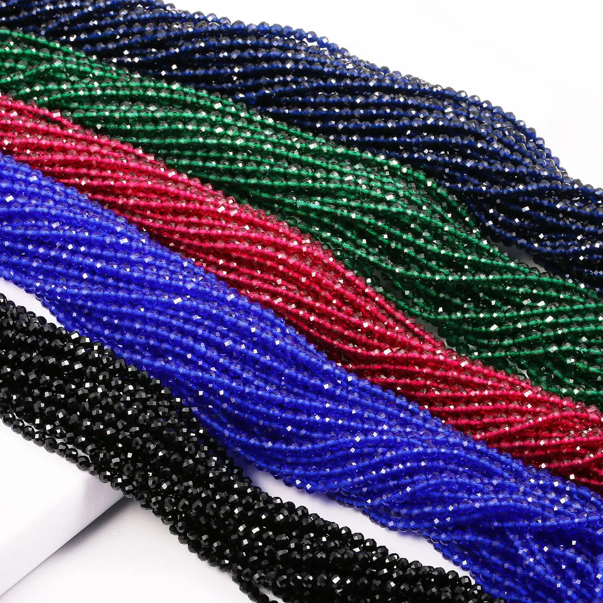 5 Strings Natural Spinel Stone Beads Faceted Round Crystal Spacer Glass Beads Bracelet DIY Jewelry Making Bracelet Necklace